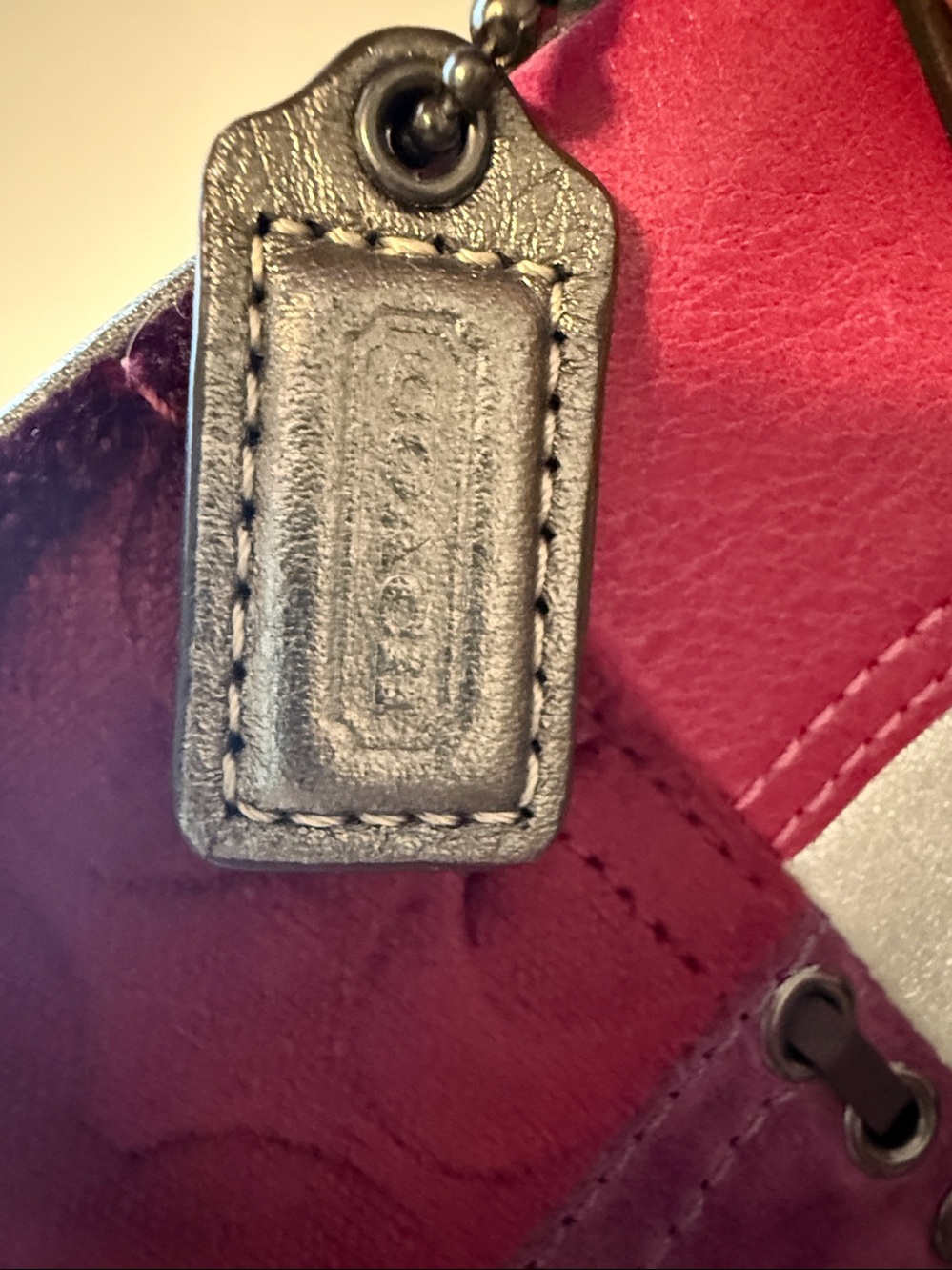 Coach Pink & Silver Patchwork Wristlet,holiday limited edition Y2K NWOT,dustbag - Picture 7 of 7